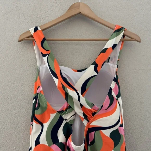 Boden Cross Strap One Piece Swimsuit 12 Retro 70s Floral Print Pool Beach S0215 - Picture 8 of 12